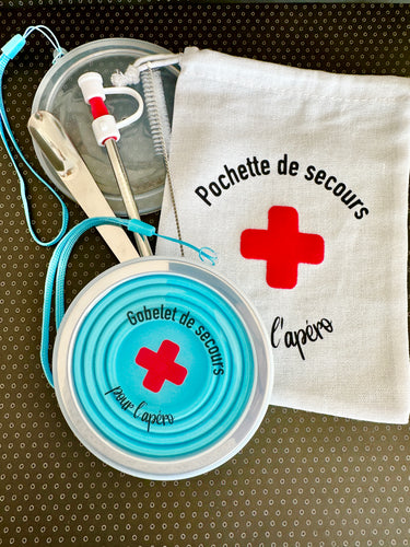 PACK Clap/Cup POCHETTE DE SECOURS POUR L'APÉRO - Coloris à choisir